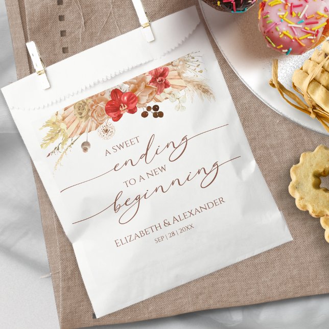 Boho Floral | Sweet Ending New Begin Wedding Favor Bag (Creator Uploaded)