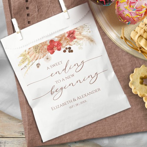 Boho Floral  Sweet Ending New Begin Wedding Favor Bag