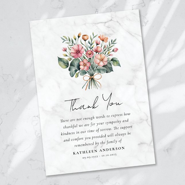 Boho Floral Sympathy Funeral Thank You Card (Creator Uploaded)
