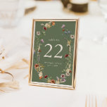 Boho Floral Table Number<br><div class="desc">Make your tables stand out with our Sage Green Wildflower table numbers,  featuring the bride and groom’s names and wedding date. Adorned with watercolor wildflowers and elegant sage green tones,  these table numbers guide guests to their seats while adding a personalized touch to your reception décor.</div>