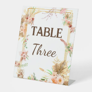 Boho Floral Table Number   Pedestal Sign