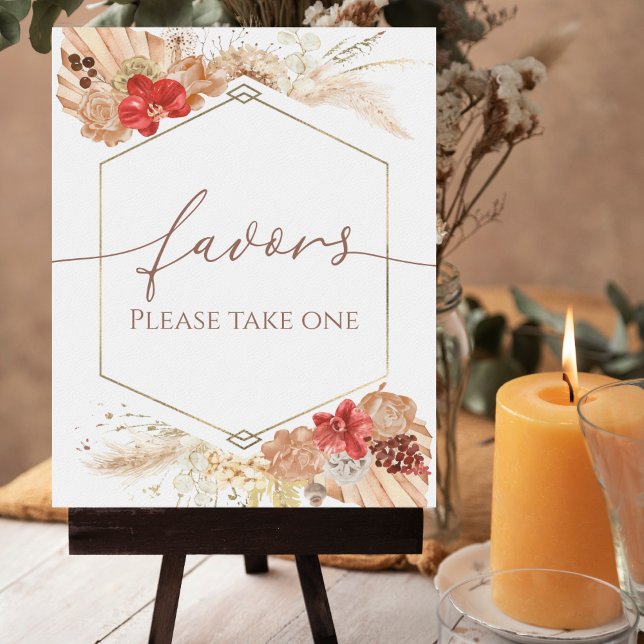 Boho Floral Terracotta Bridal Shower Favors Sign (Creator Uploaded)