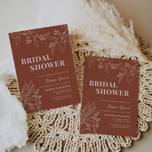 Boho Floral Terracotta Bridal Shower Invitation