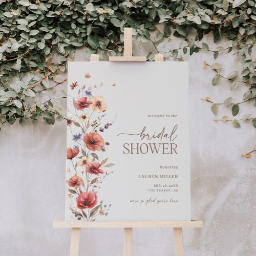 Boho Floral Terracotta Bridal Shower Welcome Sign