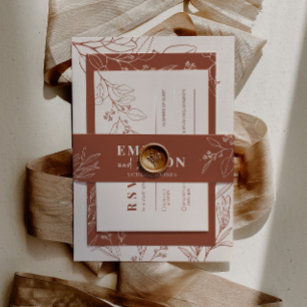 Boho Floral Terracotta Invitation Belly Band