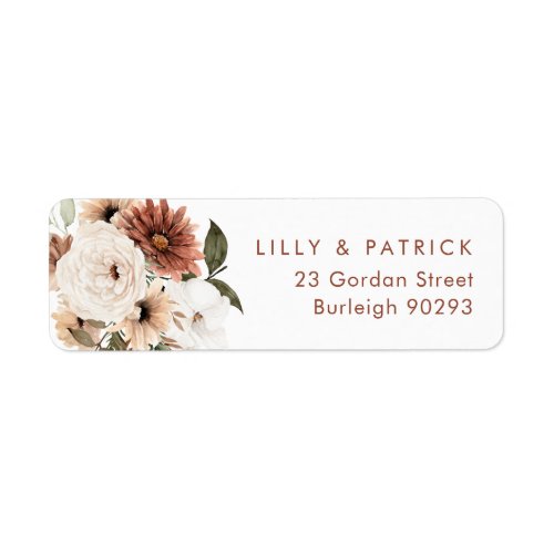 Boho Floral Terracotta Return Address Wedding Label