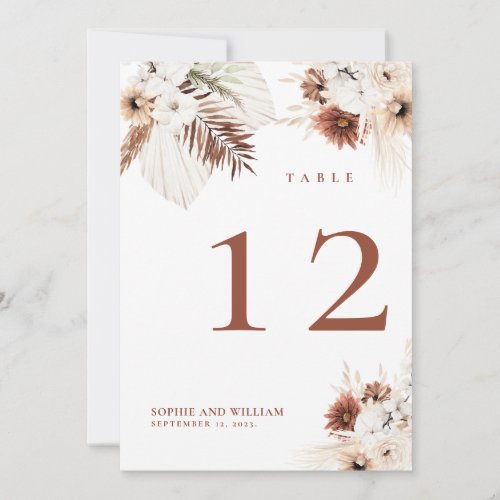 Boho Floral Terracotta Table Numbers