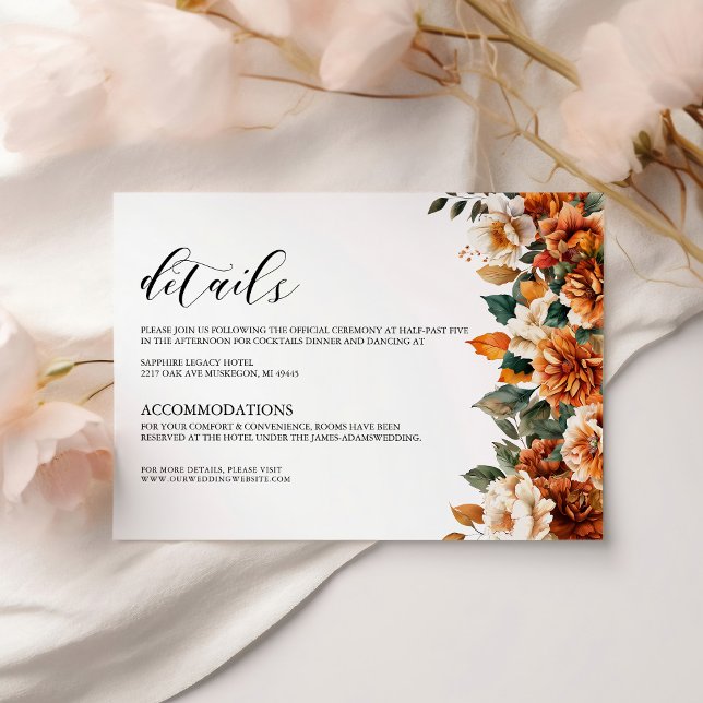 Boho Floral Terracotta Watercolor Wedding Enclosure Card (Creator Uploaded)