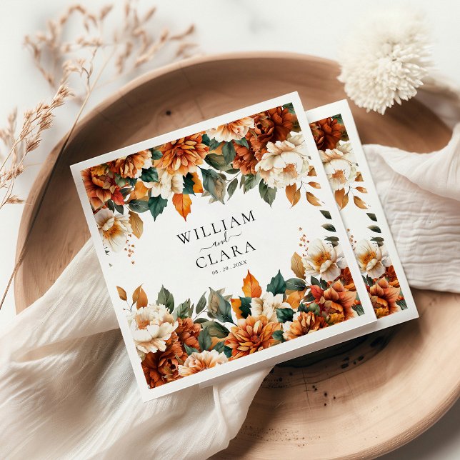 Boho Floral Terracotta Watercolor Wedding Napkins (Creator Uploaded)