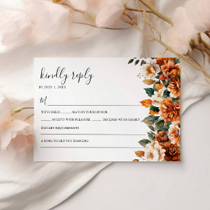 Boho Floral Terracotta Watercolor Wedding RSVP Card