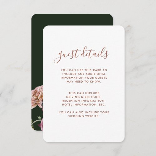 Boho Floral Terracotta Wedding Guest Details Enclosure Card