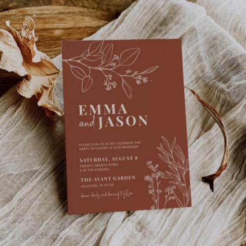 Boho Floral Terracotta Wedding Invitation