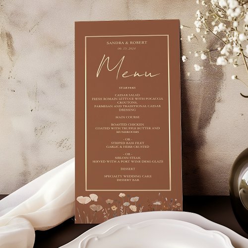 Boho Floral Terracotta Wedding Menu