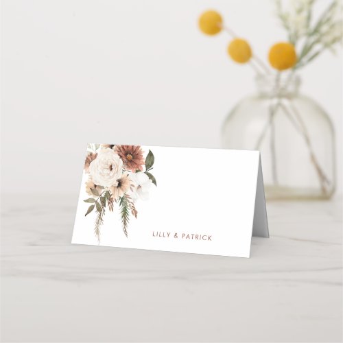 Boho Floral Terracotta Wedding Place Card