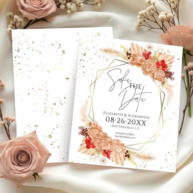 Boho Floral | Terracotta Wedding Save The Date (Creator Uploaded)