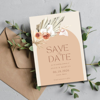 Boho Floral Terracotta Wedding Save The Date by stylelily at Zazzle