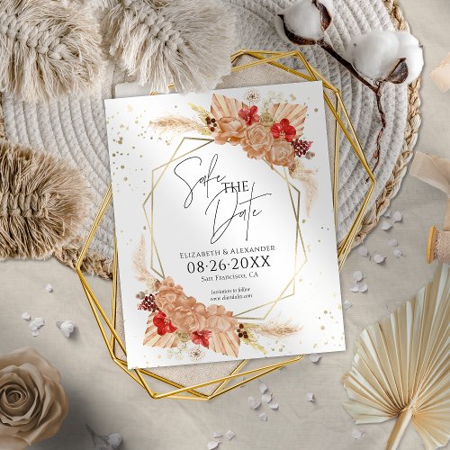 Boho Floral  Terracotta Wedding Save The Date
