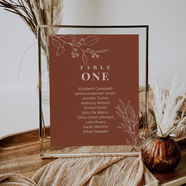 Boho Floral Terracotta Wedding Seating Charts Card (Creator Uploaded)