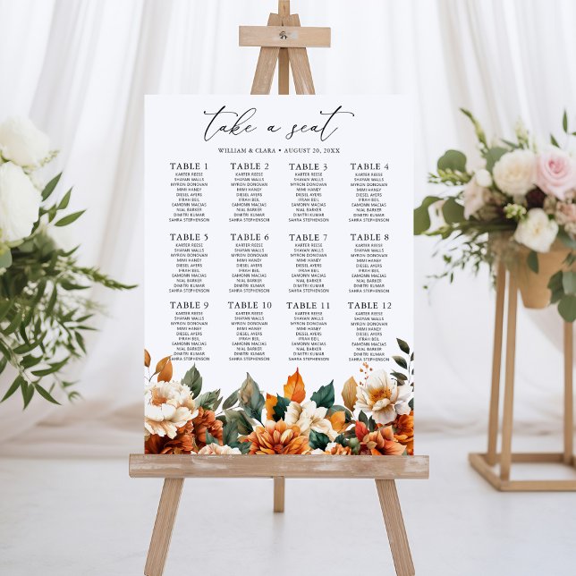 Boho Floral Terracotta Wedding Table Seating Chart Foam Board (Creator Uploaded)
