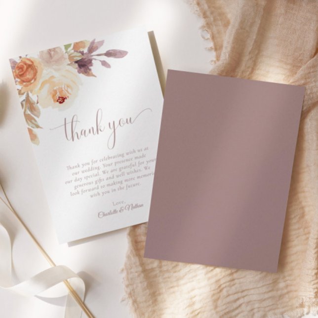 Boho Floral Terracotta Wedding Thank You Card (Creator Uploaded)