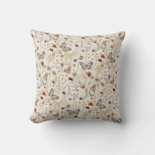 Boho Floral Throw Pillow
