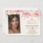 Boho Floral Tiara Dreamcatcher / Girly Quinceañera Invitation (Front)