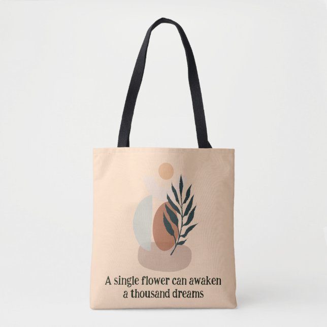 Boho Floral Tote Bag - Chic and Colorful Green  (Front)