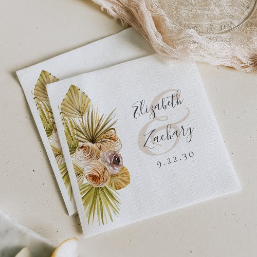 Boho Floral Tropical Earth Tones Wedding Napkins