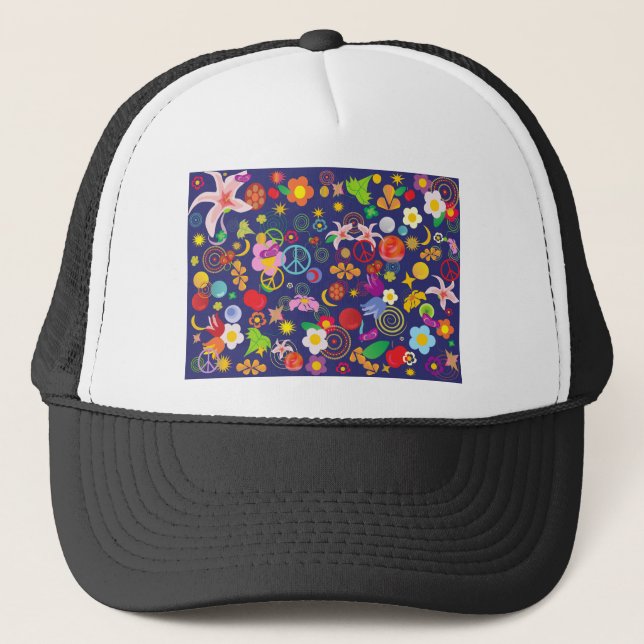 Boho floral trucker hat (Front)