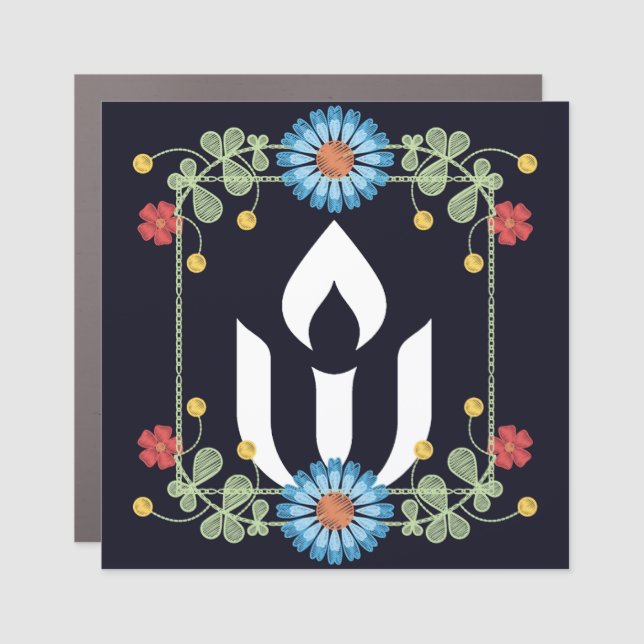 Boho floral Unitarian Universalism chalice  Car Magnet (Front)
