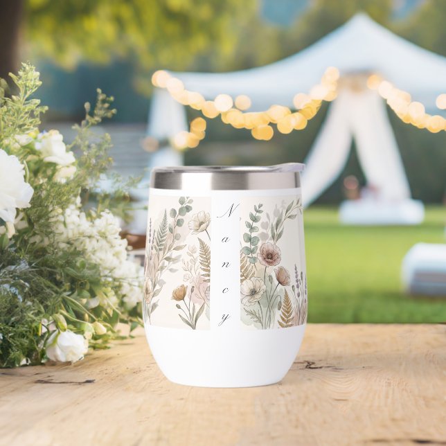 Boho Floral Water Bottle – Personalized Gift (Wedding)