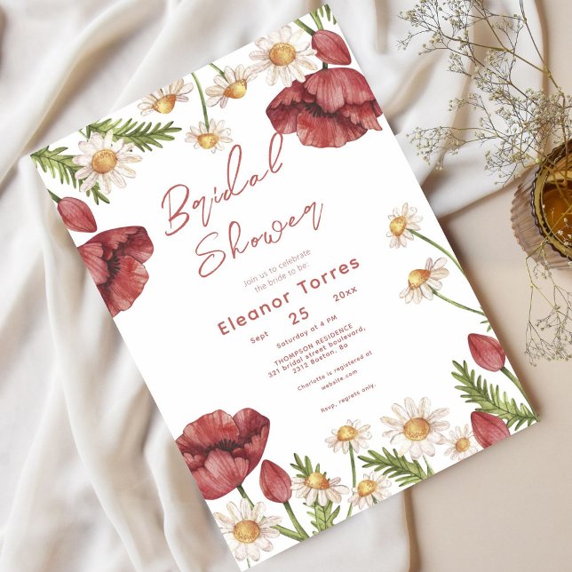 Boho Floral Watercolor Bridal Shower Invitation (Creator Uploaded)