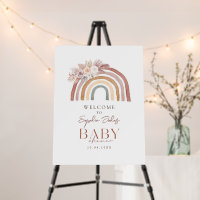 Boho Floral Watercolor Rainbow Baby Shower