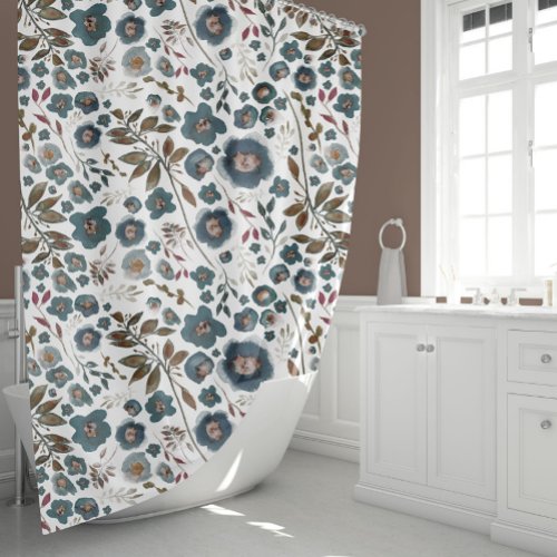 Boho Floral Watercolor Shower Curtain