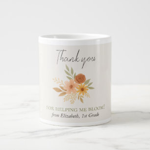 Boho Floral Watercolor Teacher Thank You Giant Coffee Mug