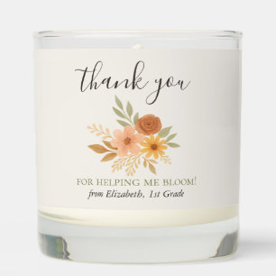Boho Floral Watercolor Teacher Thank You Scented Candle