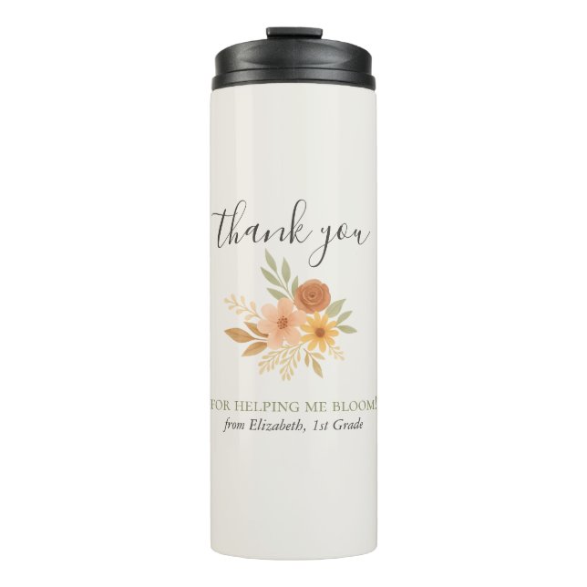 Boho Floral Watercolor Teacher Thank You  Thermal Tumbler (Front)