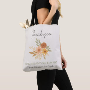 Boho Floral Watercolor Teacher Thank You  Tote Bag
