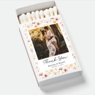 Boho Floral Watercolor Wildflower Wedding Favor Matchboxes