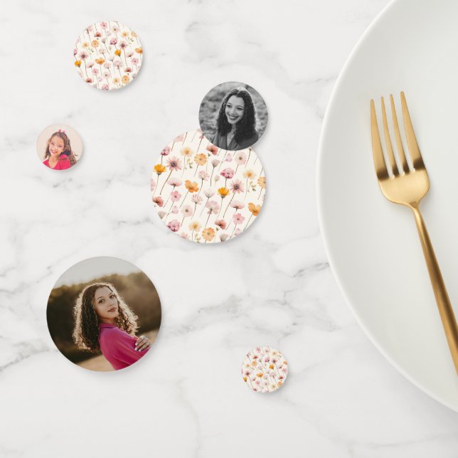 Boho Floral Watercolor Wildflowers Graduation Confetti (Group)