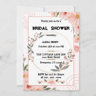 boho floral  watercolors,girl baby invitation