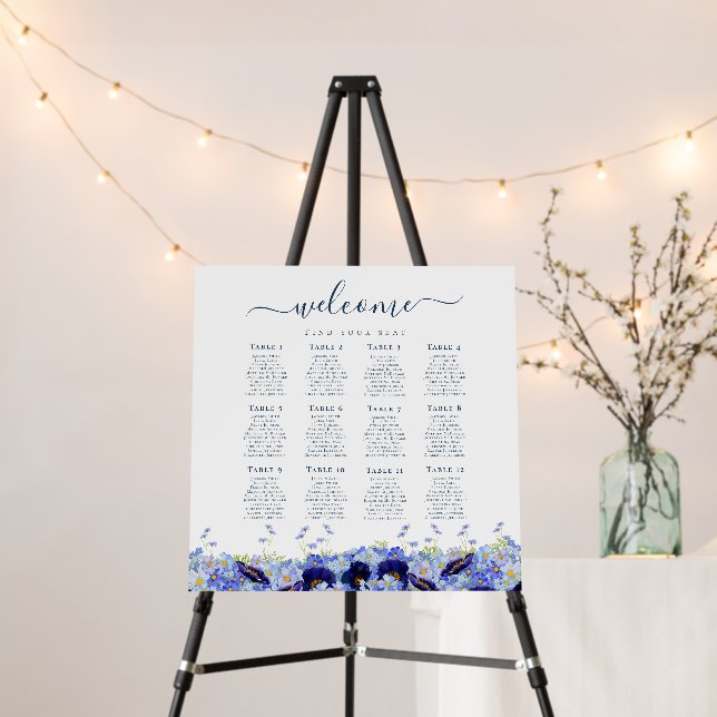 Boho Floral Wedding 12 Table Foam Board (In Situ (Stand))
