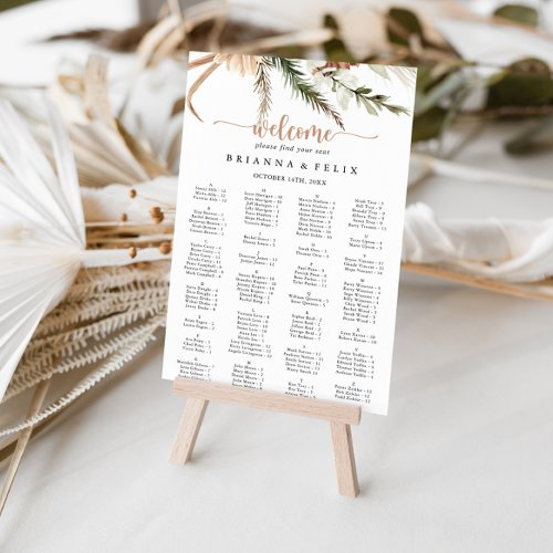 Boho Floral Wedding Alphabetical Seating Chart