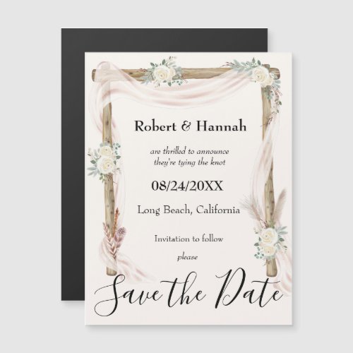 Boho Floral Wedding Arch Save the Date Magnet 