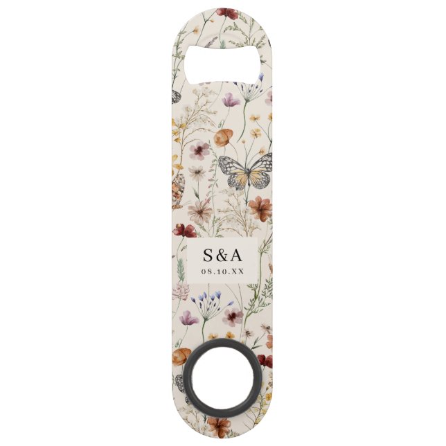 Boho Floral Wedding Bar Key (Front)