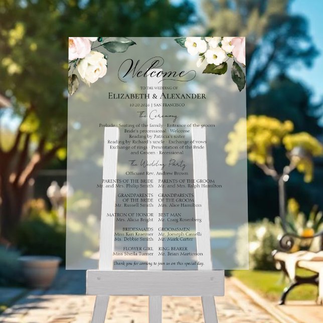 Boho Floral Wedding Ceremony Program Acrylic Sign (Creator Uploaded)