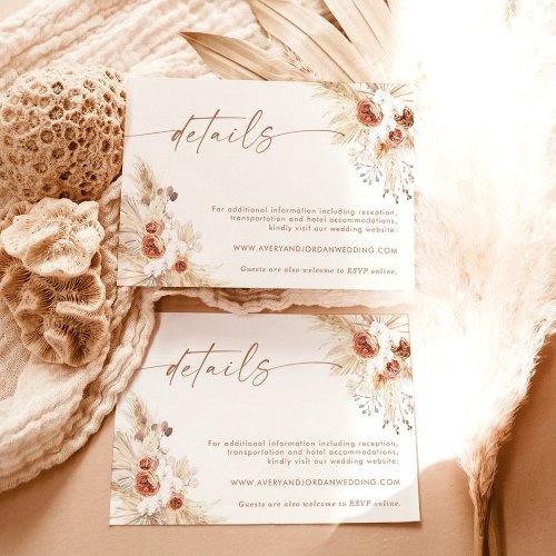 Boho Floral Wedding Details Card  Wedding Website