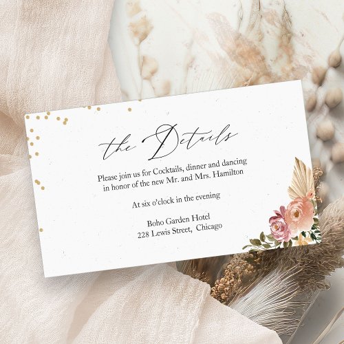  Boho Floral Wedding Details Enclosure Card