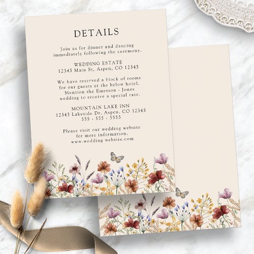 Boho Floral Wedding  Enclosure Card