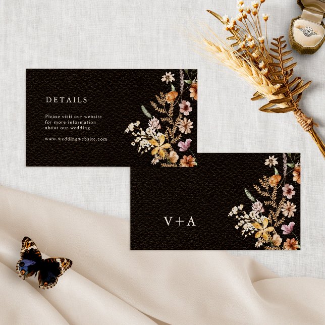 Boho Floral Wedding Enclosure Card (Boho Floral Wedding Details Enclosure Card Monogram by Painted Paperie
)